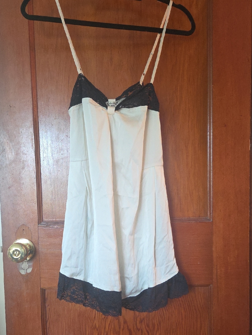 Ivory and Black Lace-Trim "First Date" Romper with Adjustable Straps